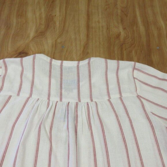 SPLENDID Linen Blend Blouse Womens XL Yoked Red White Strip V Neck Top Shirt NWT - Picture 10 of 12